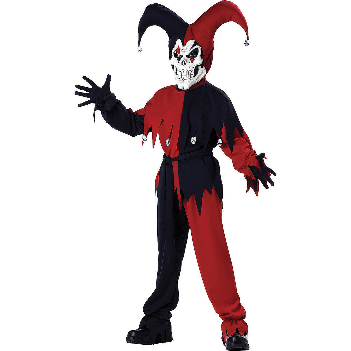 Terrifying Boy's Evil Jester Costume for Halloween Parties and Scary Dress-Up Events