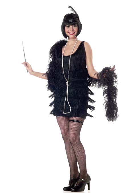 Elegant Flapper Fashion Adult Black Costume for Gatsby Parties and Themed Events