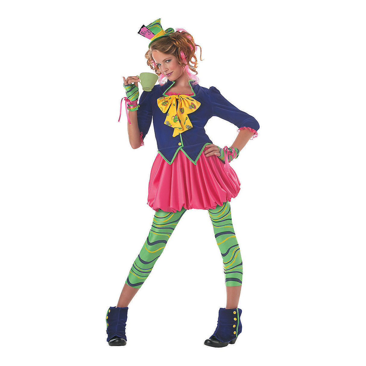 Colorful Girl's Mad Hatter Costume for Halloween Parties and Themed Dress Up Events