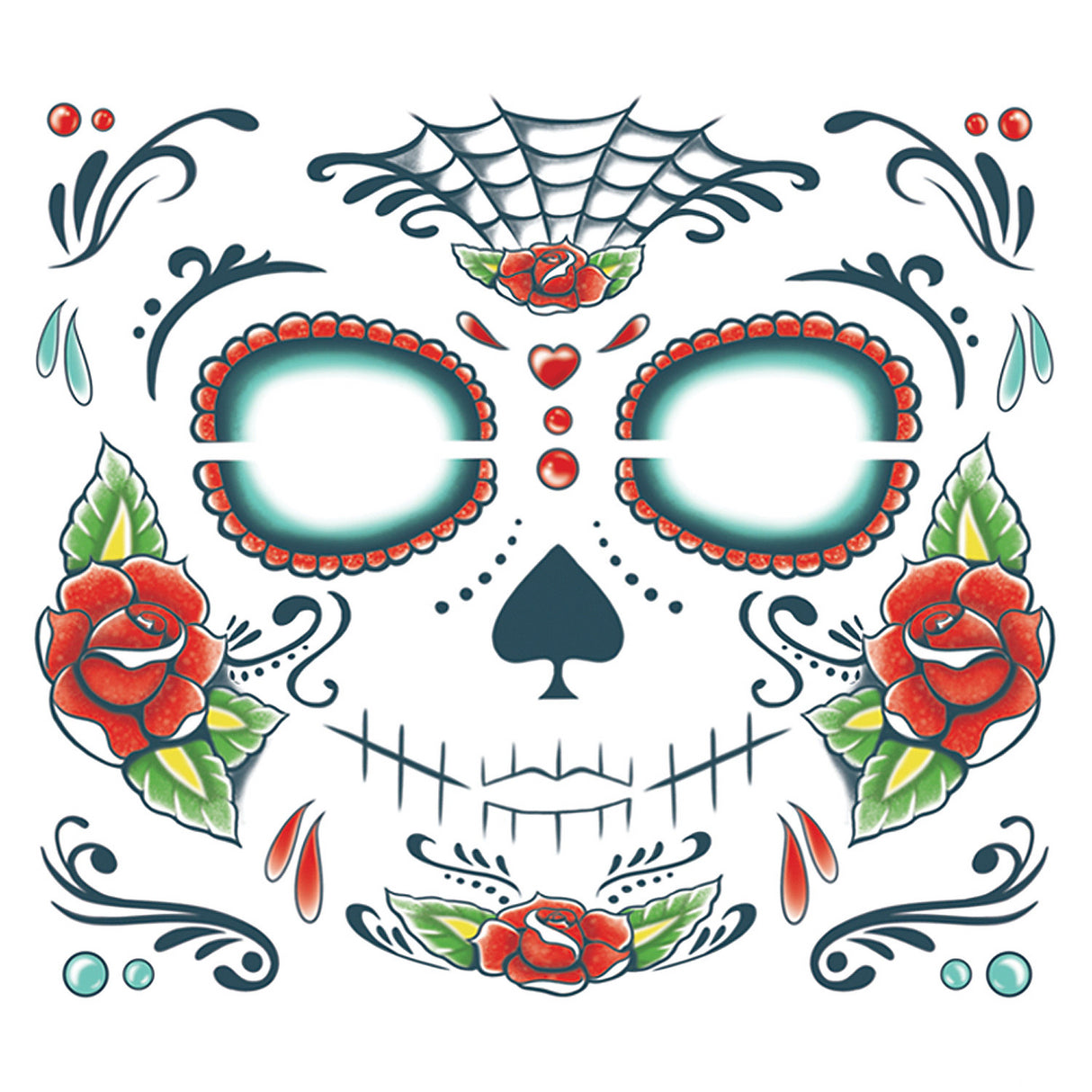 Day Of The Dead Temporary Tattoo for Halloween Parties Costumes and Themed Events