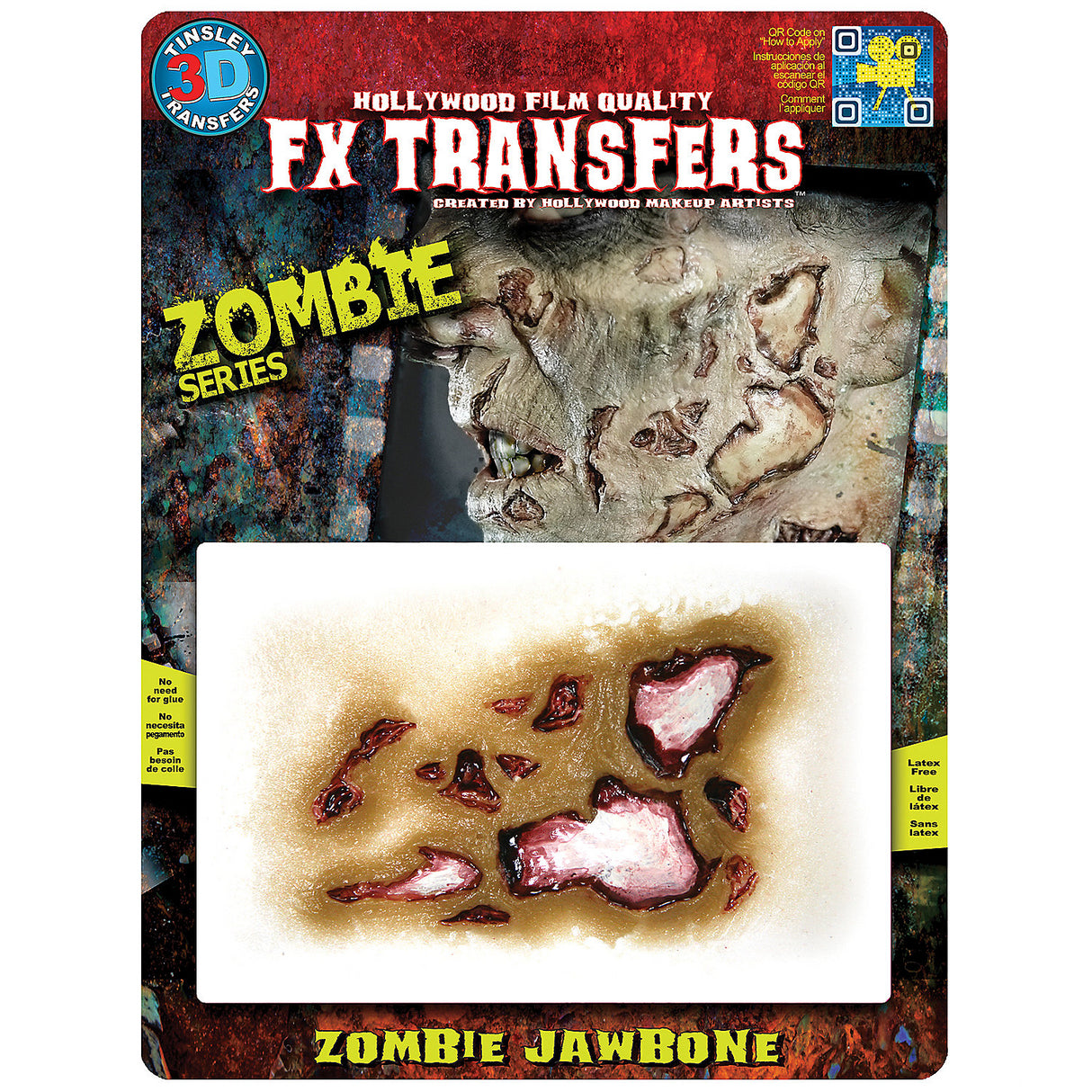 Zombie Jawbone Tattoo Sticker for Halloween Makeup and Theatrical Costume Looks