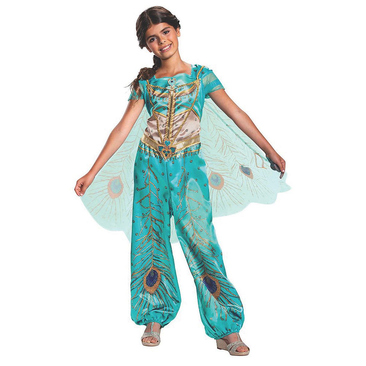 Enchanting Jasmine Teal Classic Costume for Kids Halloween Events and Disney Themed Parties