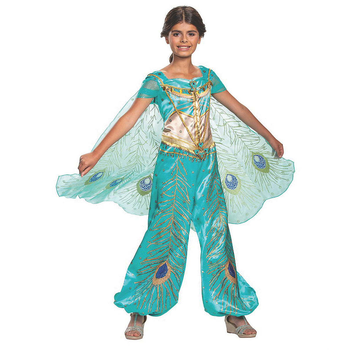 Deluxe Jasmine Teal Costume for Disney Princess Dress Up and Themed Birthday Parties