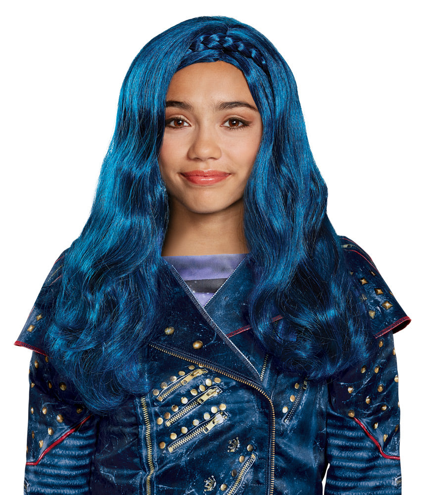 Bright Blue Evie Isle Look Wig for Kids Parties Halloween Events and Costume Dress-ups