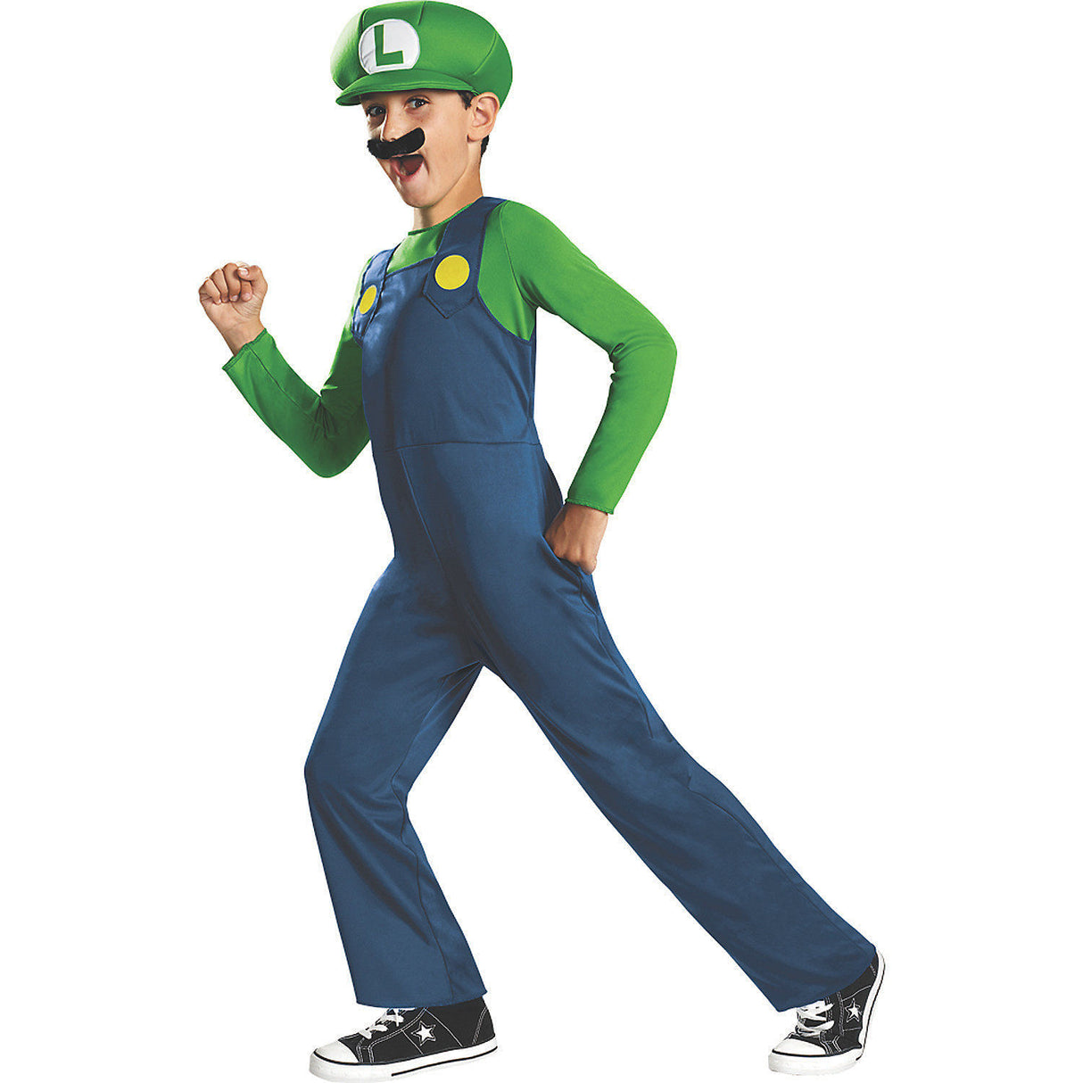 Classic Boy's Luigi Costume for Halloween Parties Video Game Adventures and Dress Up Play