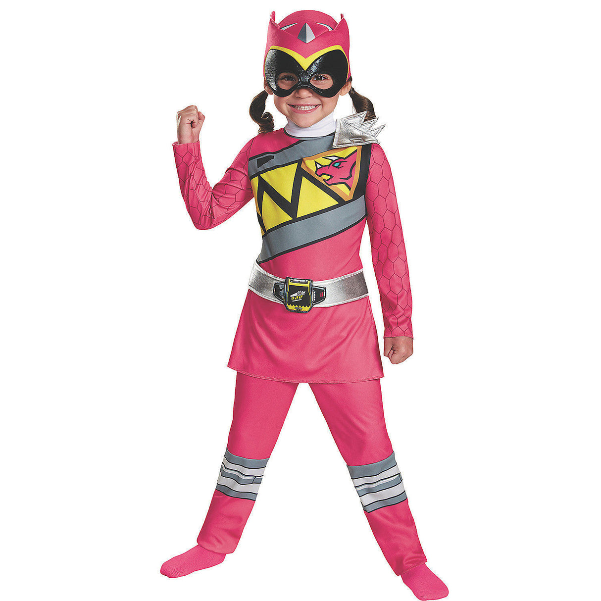 Girl's Pink Ranger Dino Charge Costume for Halloween Playtime and Superhero Parties