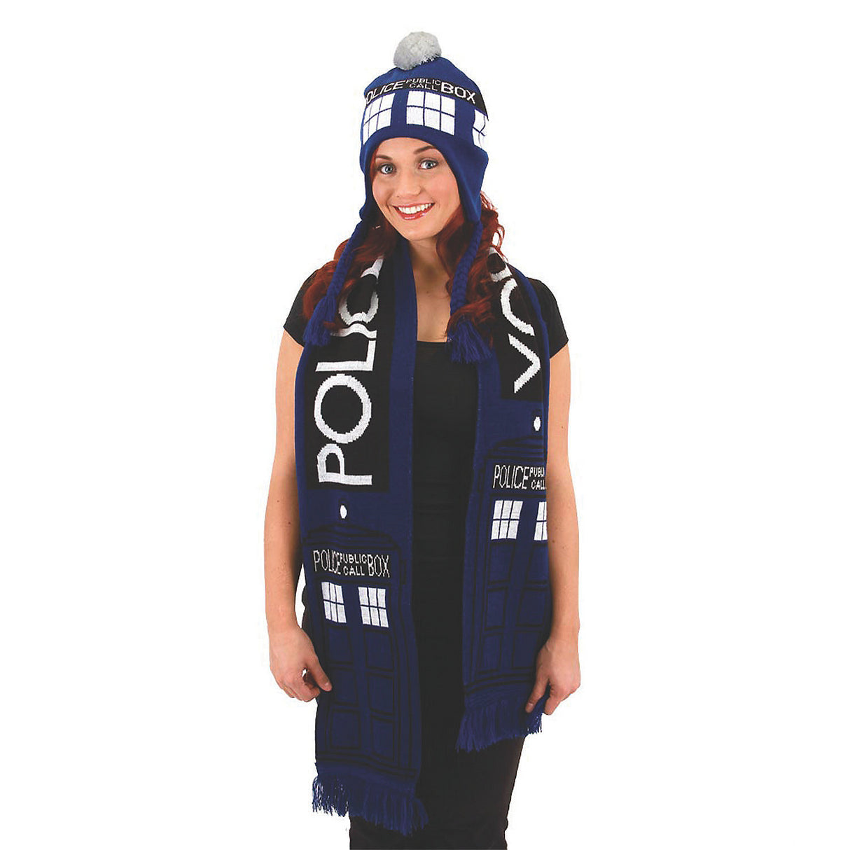 Cozy Doctor Who Tardis Laplander Hat for Halloween Parties and Sci Fi Fan Events