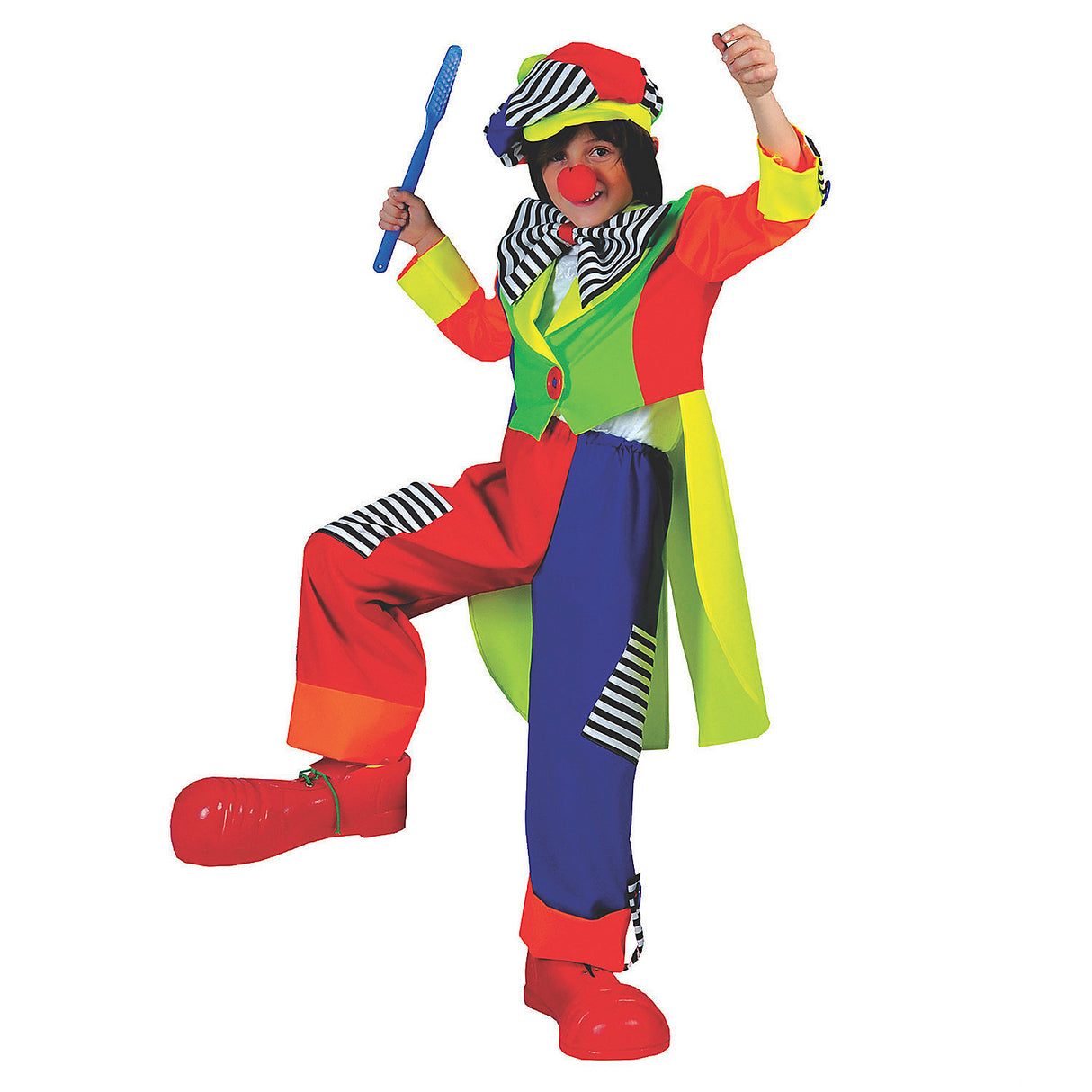 Colorful Boy's Spanky Striped Clown Costume for Halloween Parties and Fun Events