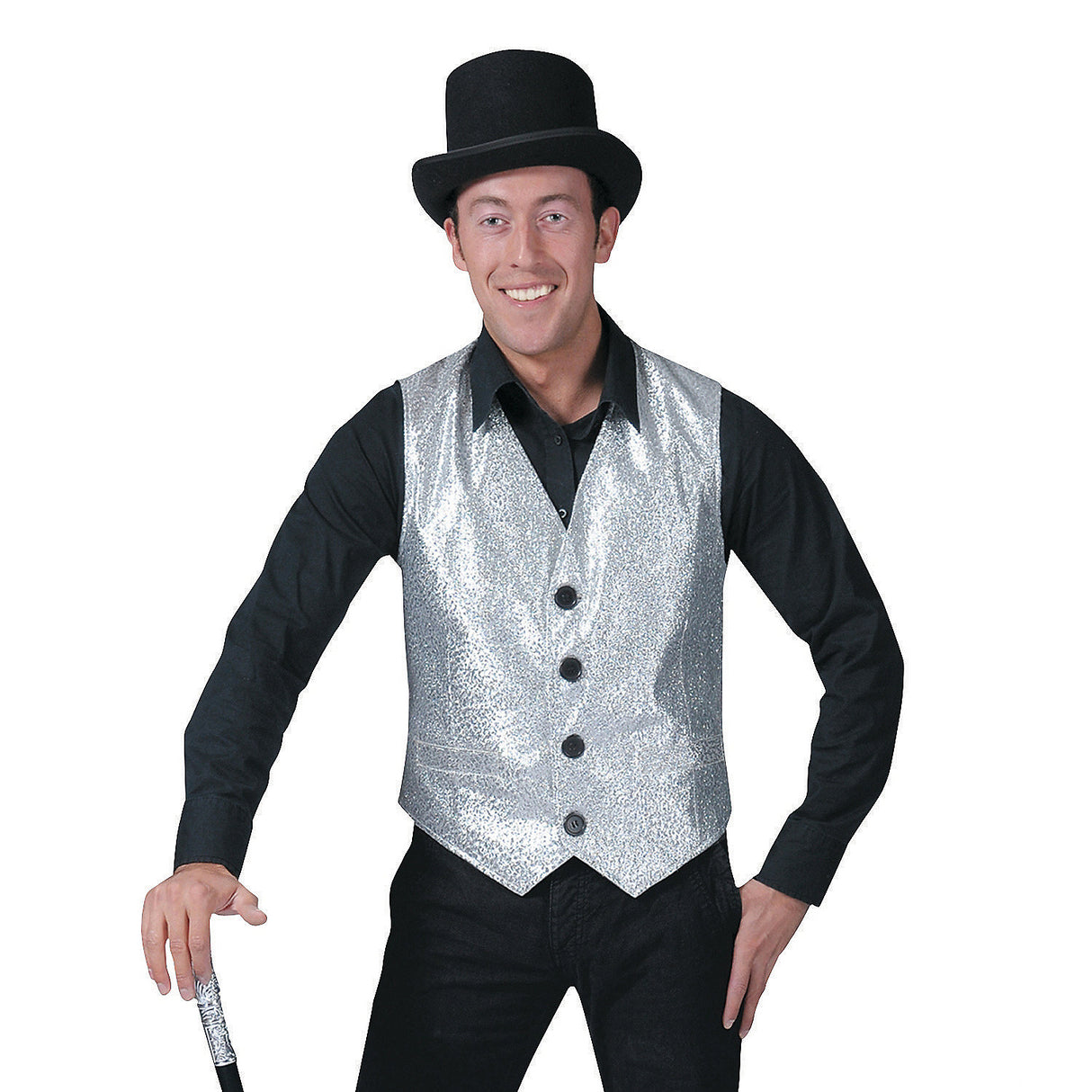 Elegant Adult Shiny Silver Vest for Halloween Parties Themed Events and Stylish Costumes