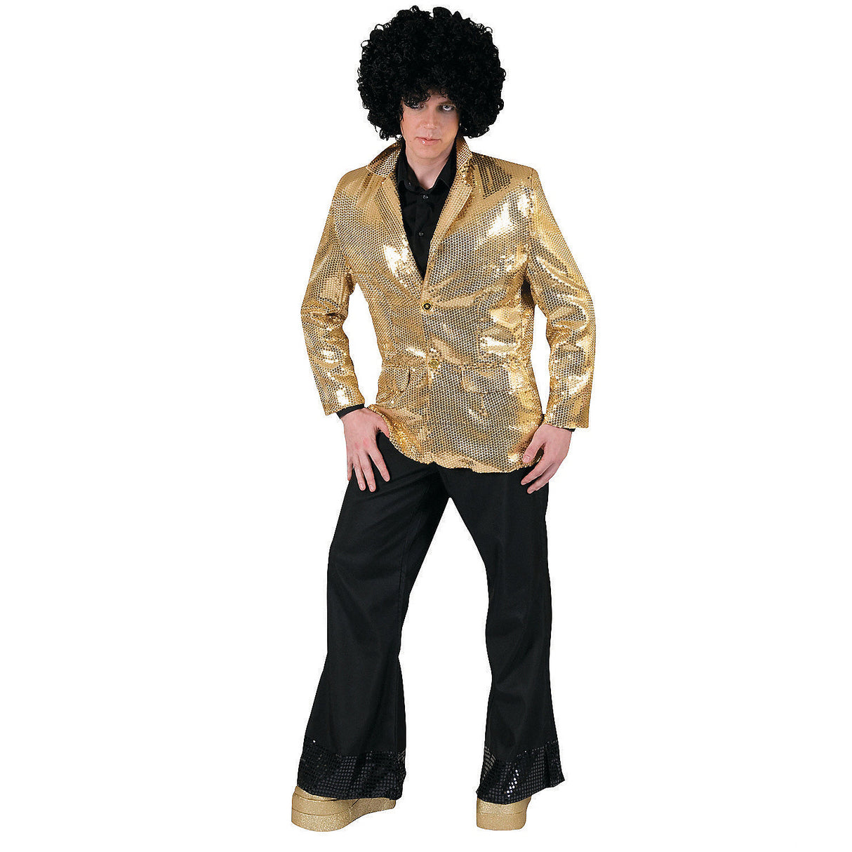 Men's Gold Tuxedo Jacket for Halloween Costumes Parties and 1970s Disco Events