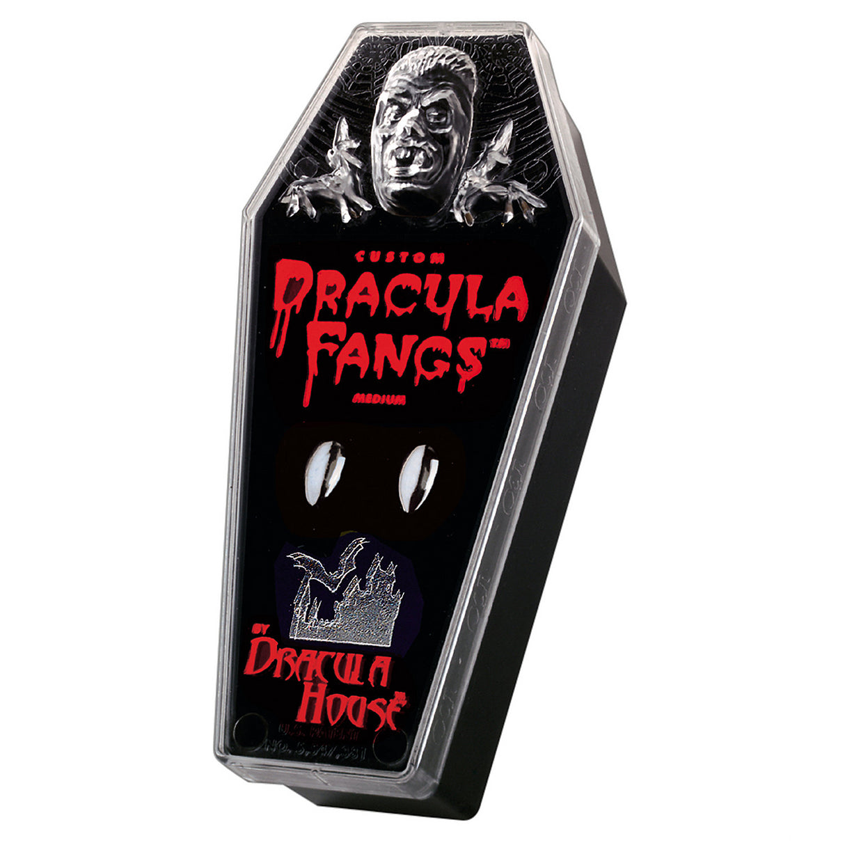 Custom Designer Chrome Plated Dracula Fangs for Parties Events and Theatrical Performances