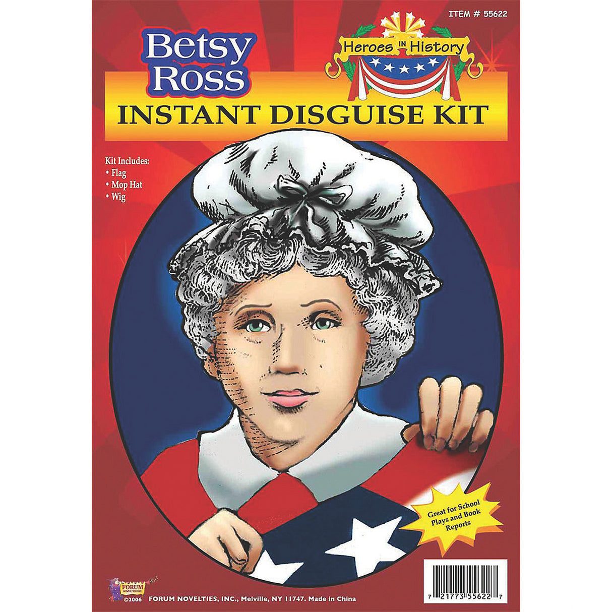 Girl's Betsy Ross Costume Accessory Kit for Historical Halloween Events and School Projects
