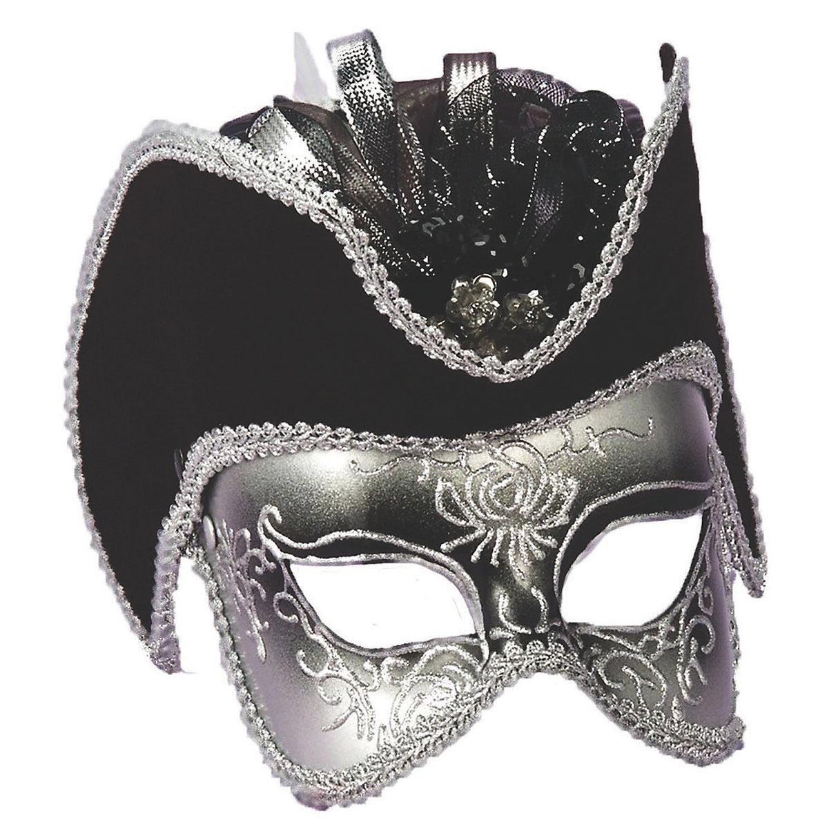 Elegant Silver Venetian Mask for Halloween Costume Parties and Masquerade Events