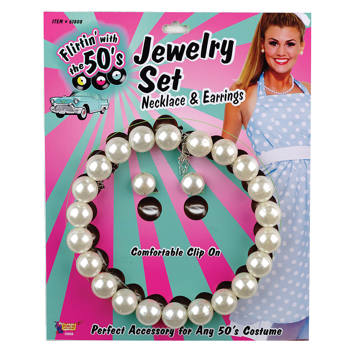 Elegant Pearl Necklace and Earrings for 50s Throwback Parties Retro Events and Costume Accessories