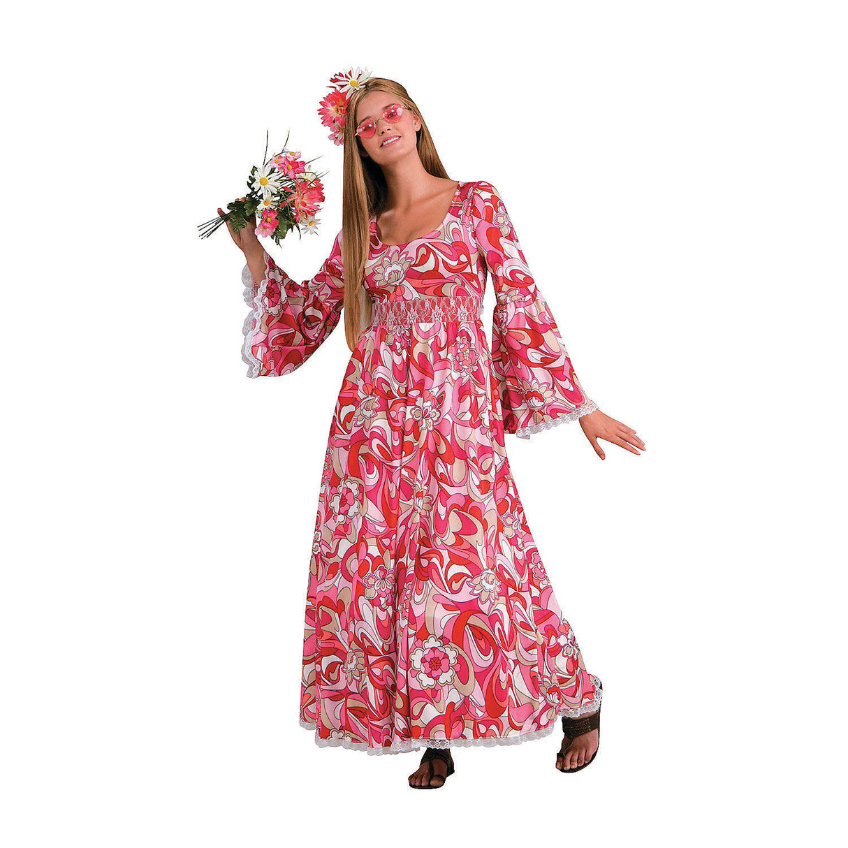 Charming Women's Flower Child Costume for Halloween Themed Parties and Nostalgiac Events