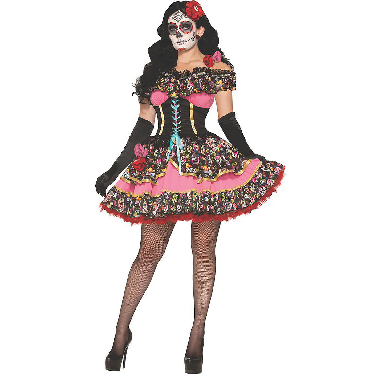 Elegant Women's Day Of The Dead Senorita Costume for Halloween Parties and Festive Celebrations