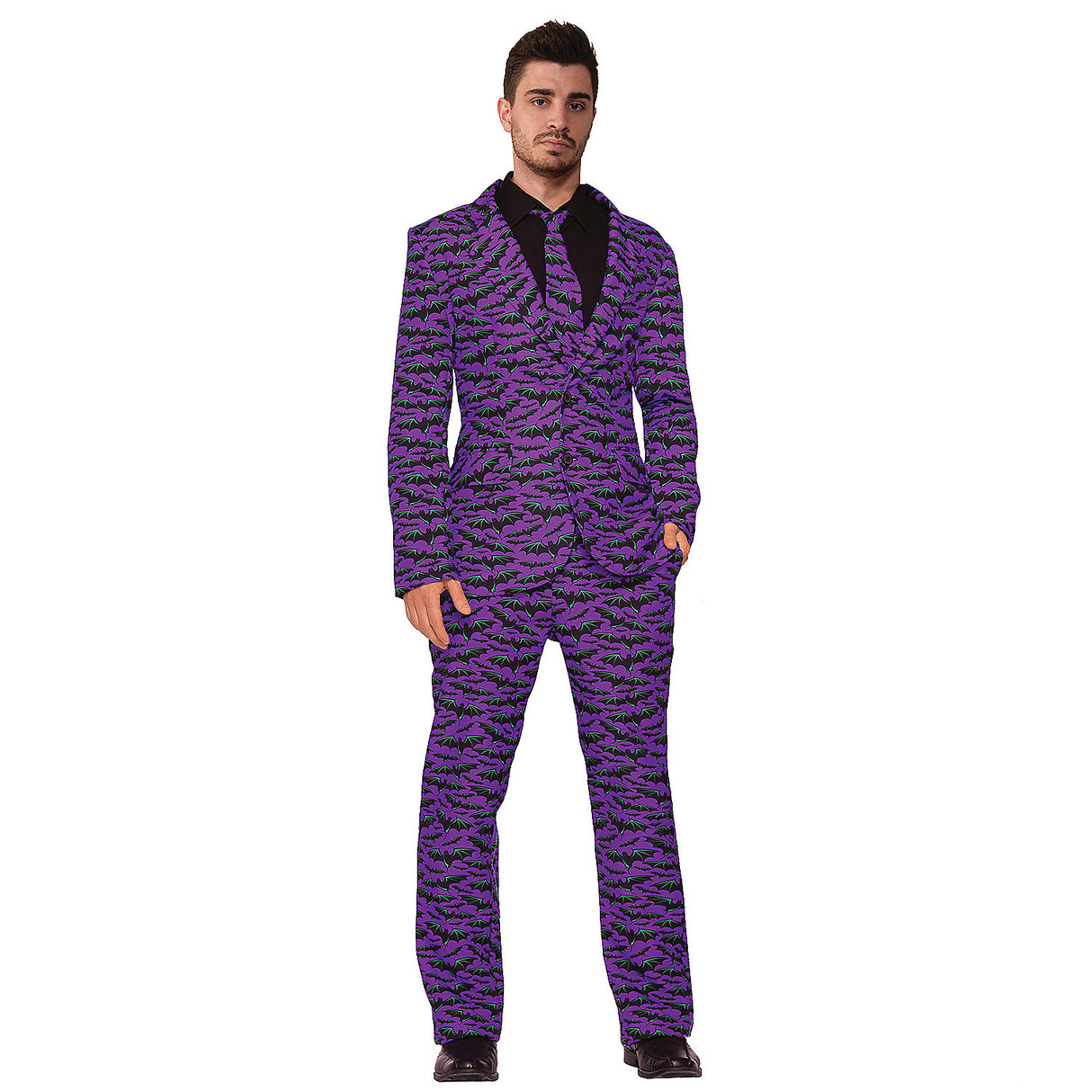 Men's Bat Suit And Tie Costume for Halloween Theme Parties and Spooky Celebrations