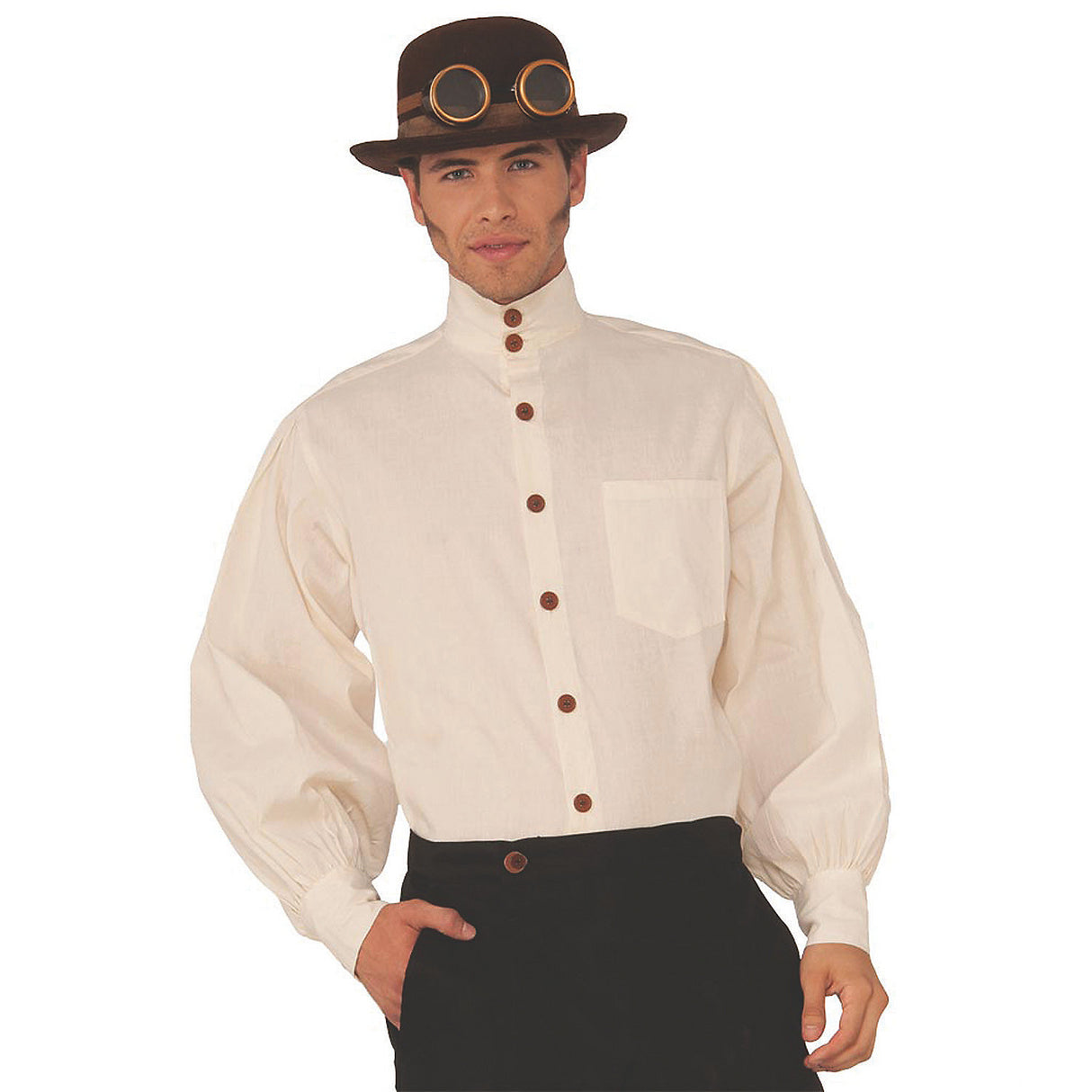 Stylish Beige Steampunk Shirt for Cosplay Events Halloween and Vintage Costume Parties
