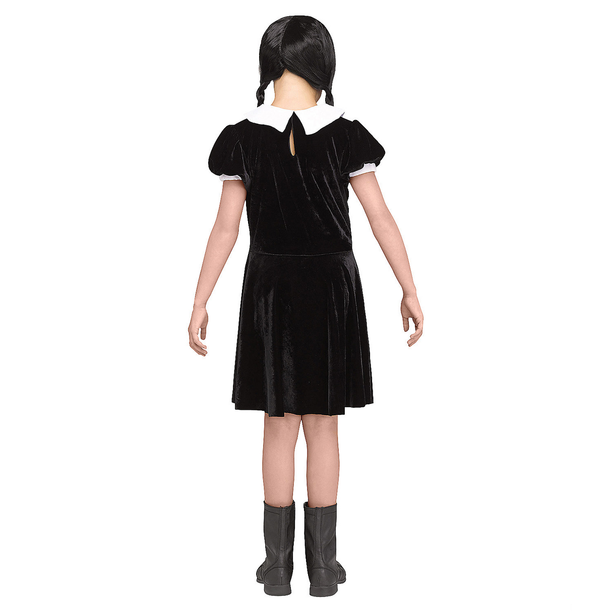 Gothic Girl Child Black Dress Halloween Costume with Collar