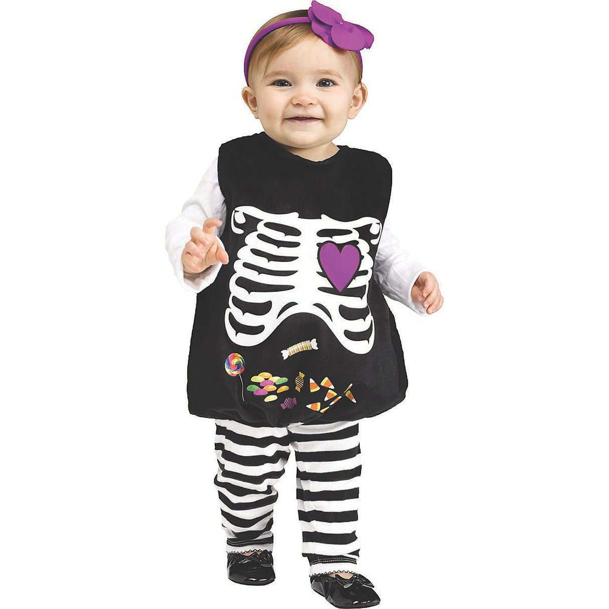 Adorable Girl's Skelly Belly Costume for Halloween Parties and Baby Dress-Up Events