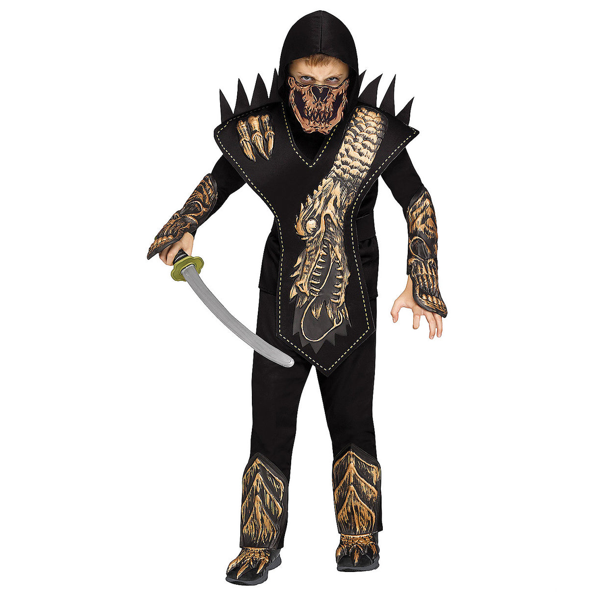 Skull Dragon Ninja Child Costume for Halloween Parties Themed Events and Creative Dress-up