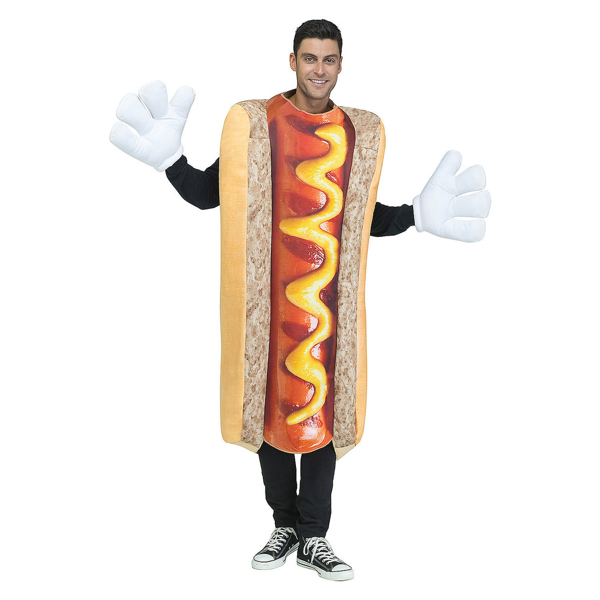 Humorous Hot Dog Photo Real Adult Costume for Halloween Parties and Funny Events