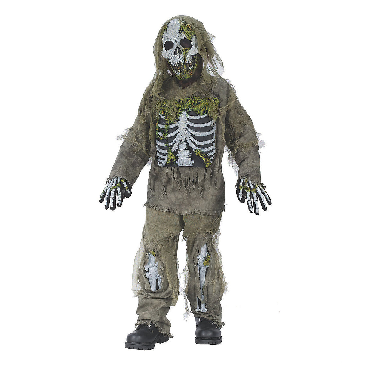 Scary Boy's Skeleton Zombie Costume for Halloween Parties Trick or Treating and Themed Celebrations