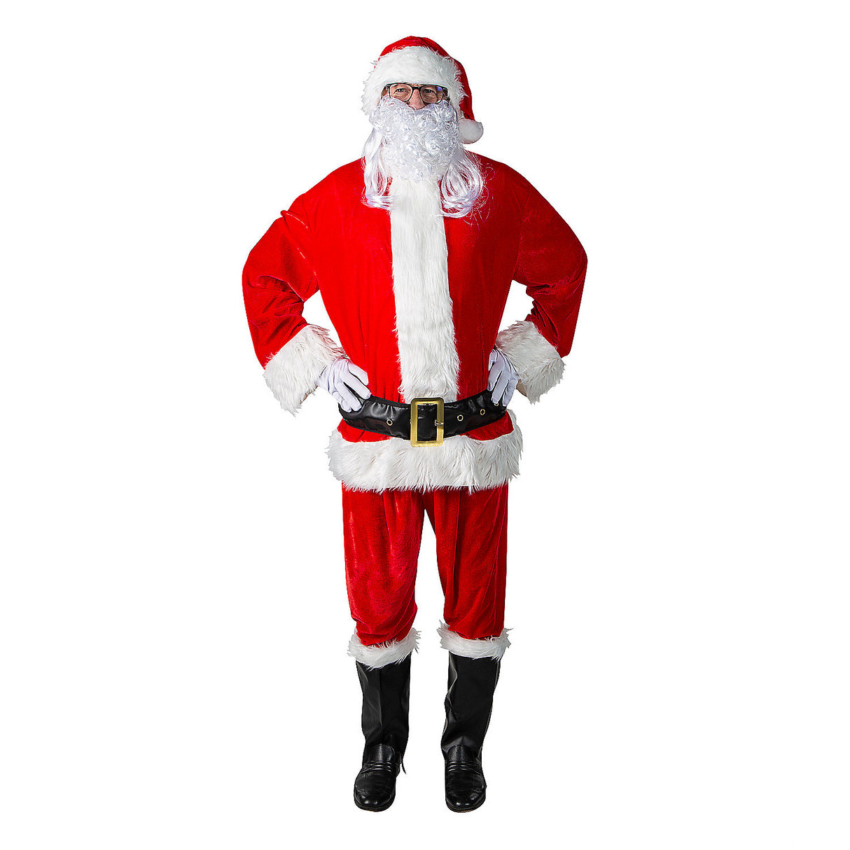 Complete Velour Santa Suit Costume for Christmas Parties and Holiday Celebrations