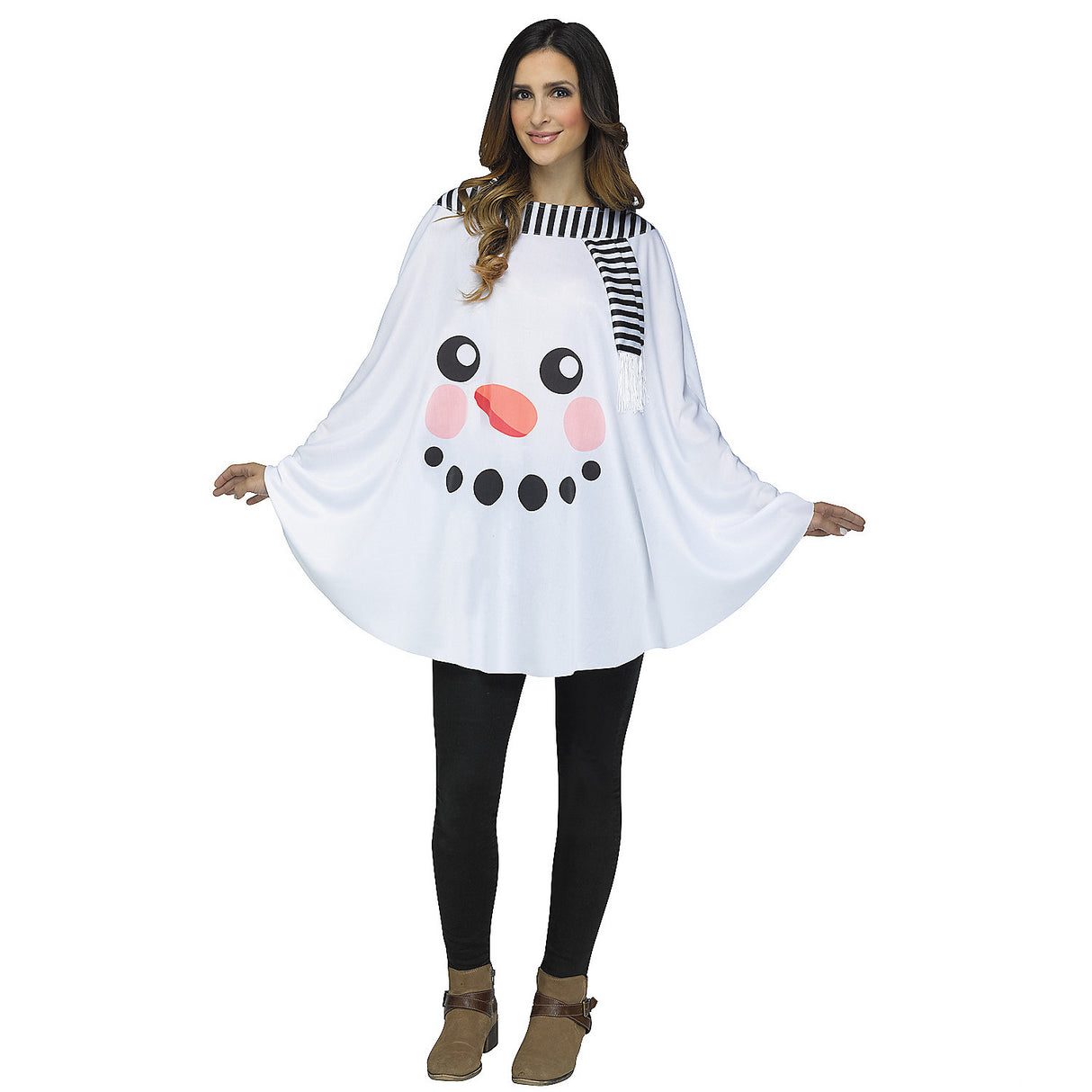 Cozy Snowman Poncho Adult Costume for Holiday Parties and Winter Celebrations