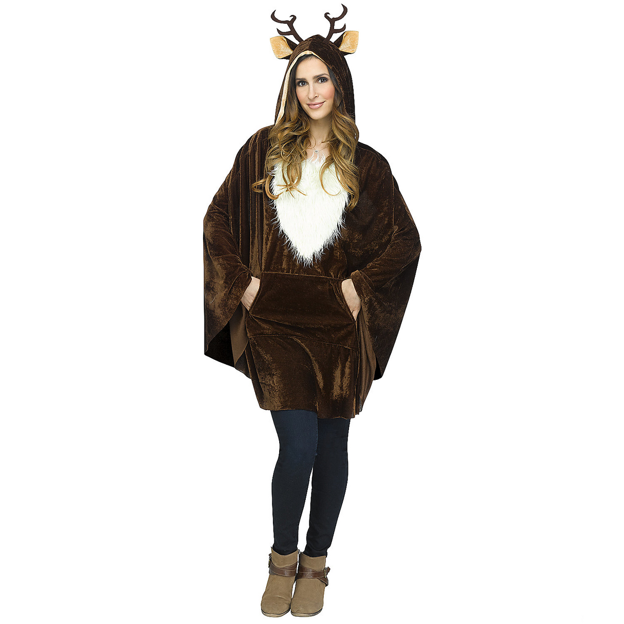 Cozy Reindeer Poncho Adult Costume for Holiday Parties and Festive Celebrations