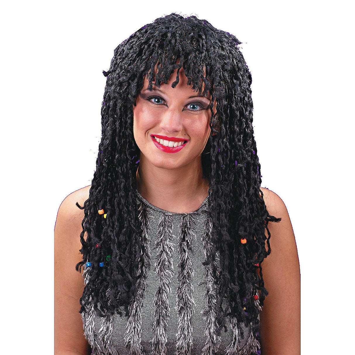 Colorful Beaded Twist Wig for Halloween Costume Parties and 1980s Themed Events