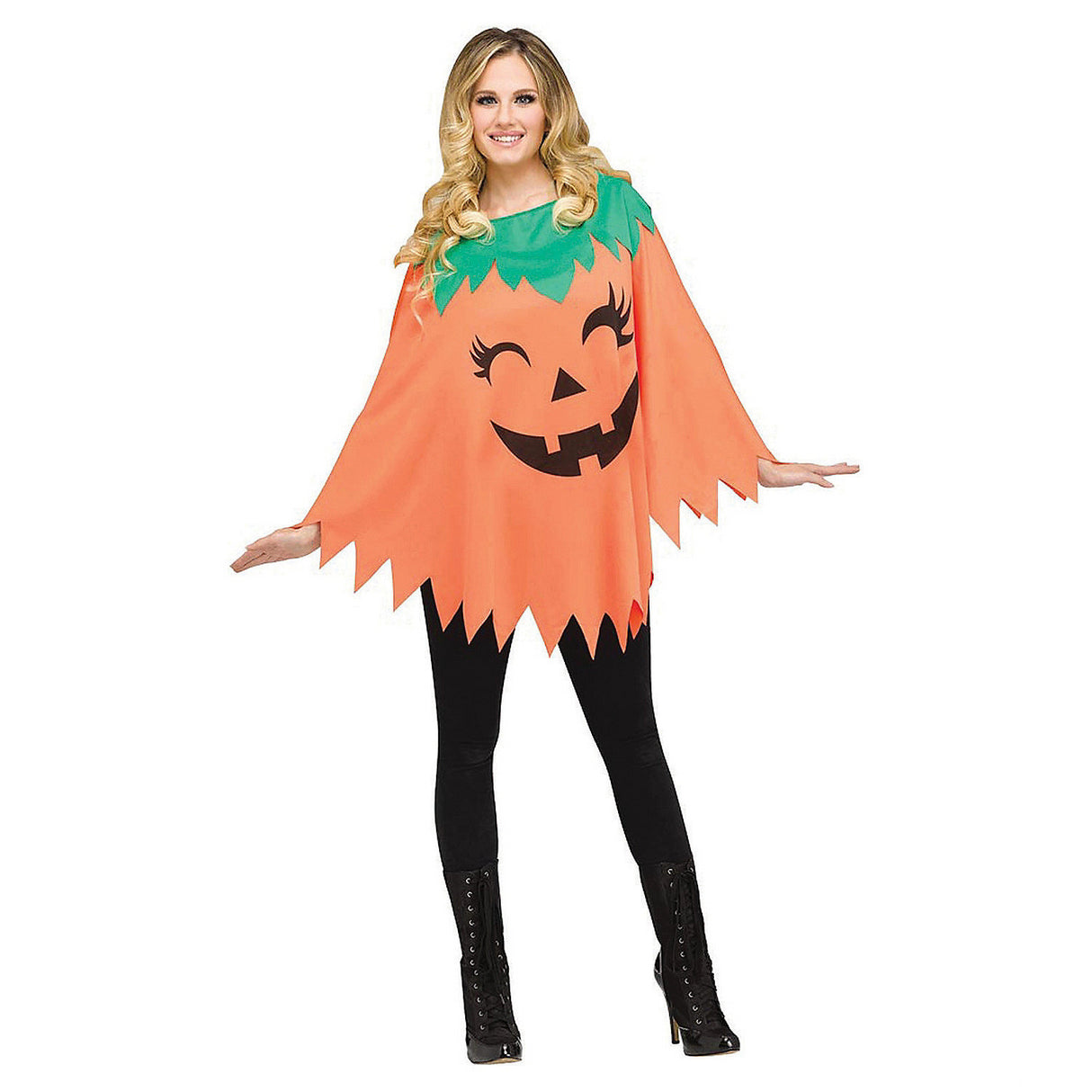 Fun Pumpkin Poncho Costume for Halloween Parties Trick or Treating and Festive Celebrations