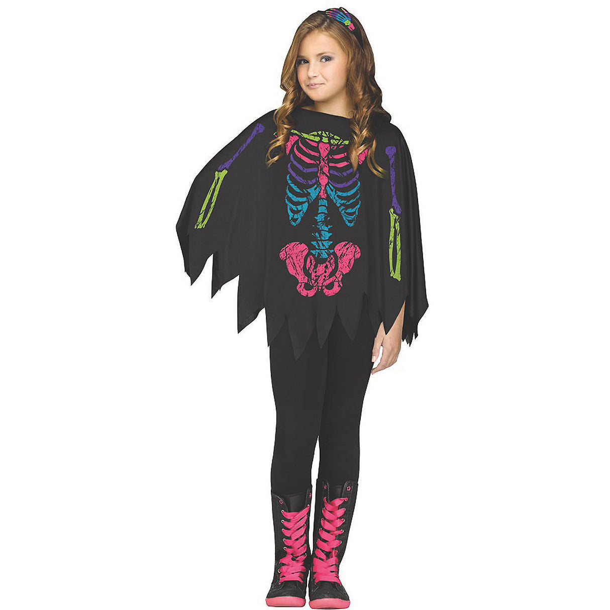 Colorful PonChildo Skeleton Costume for Kids Fun Halloween Parties and Day of the Dead Celebrations
