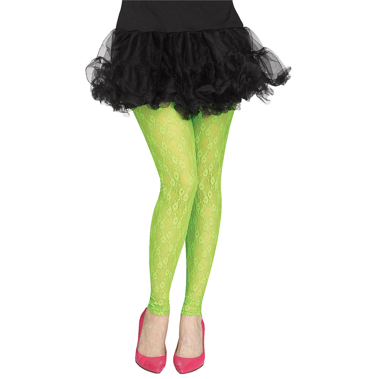 Stylish Tights Footless Green Lace 80S for Retro Costume Parties and Themed Events