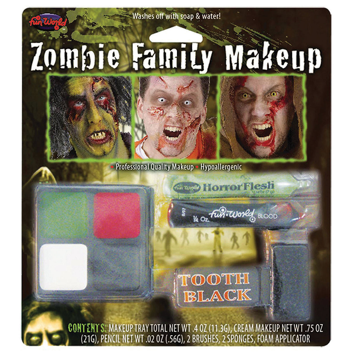 Professional Zombie Family Makeup Accessory Kit for Halloween Parties and Themed Events
