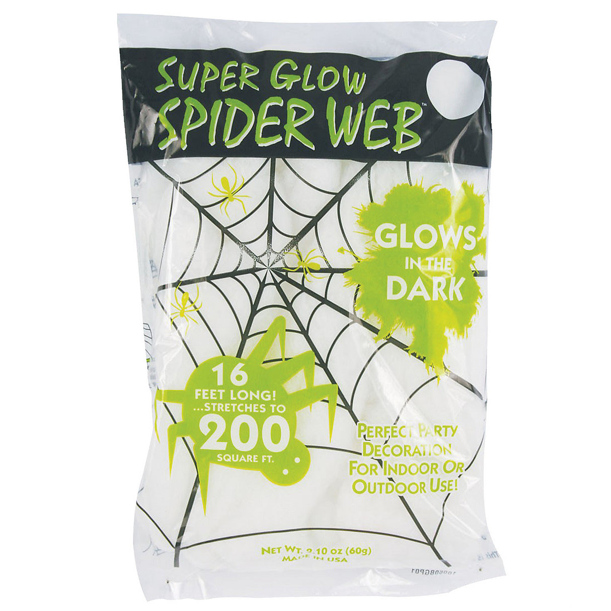 Glow-in-the-Dark Spider Web Decoration for Halloween Parties and Outdoor Events