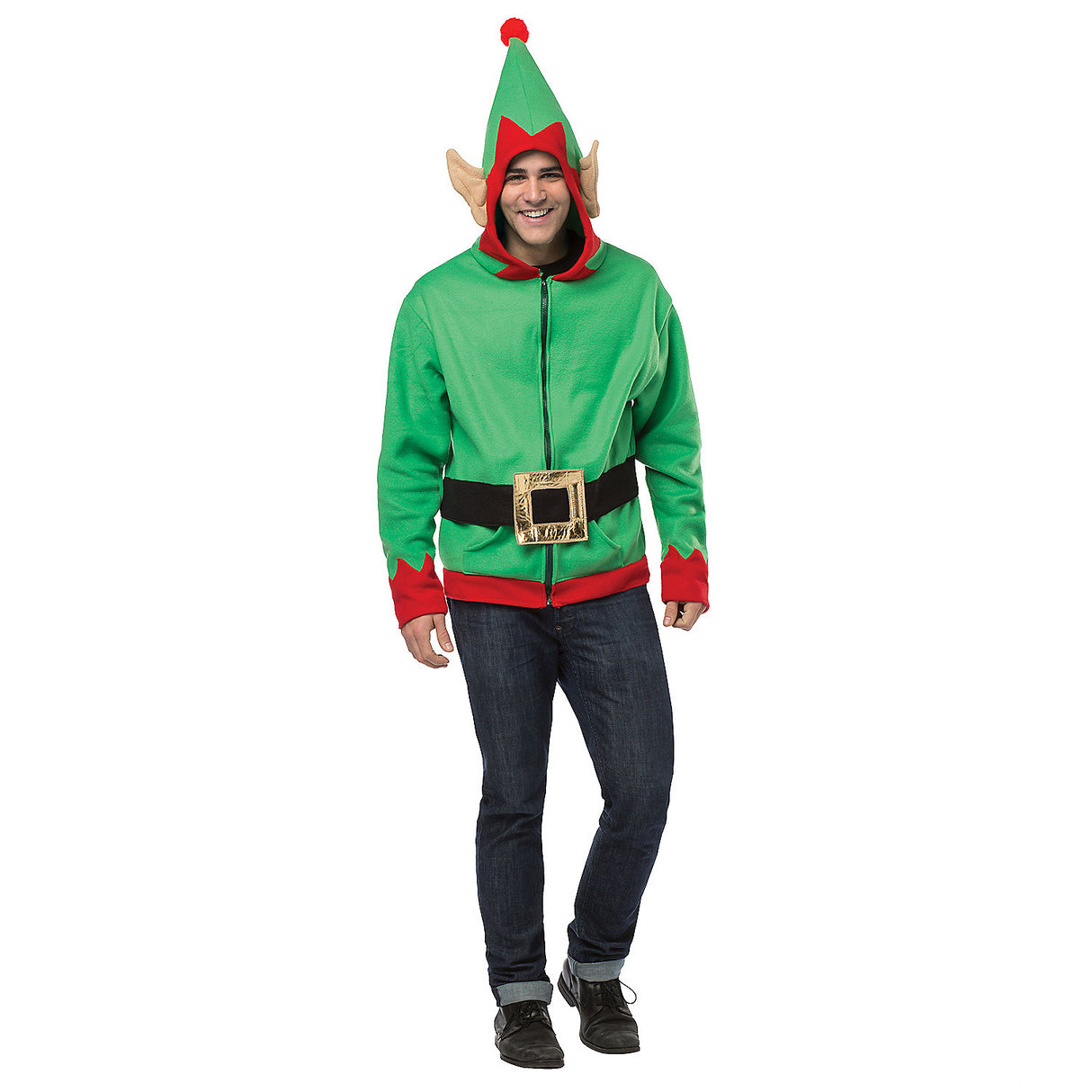 Cozy Hoodie Elf Adult Costume for Holiday Celebrations Christmas Events and Festive Gatherings