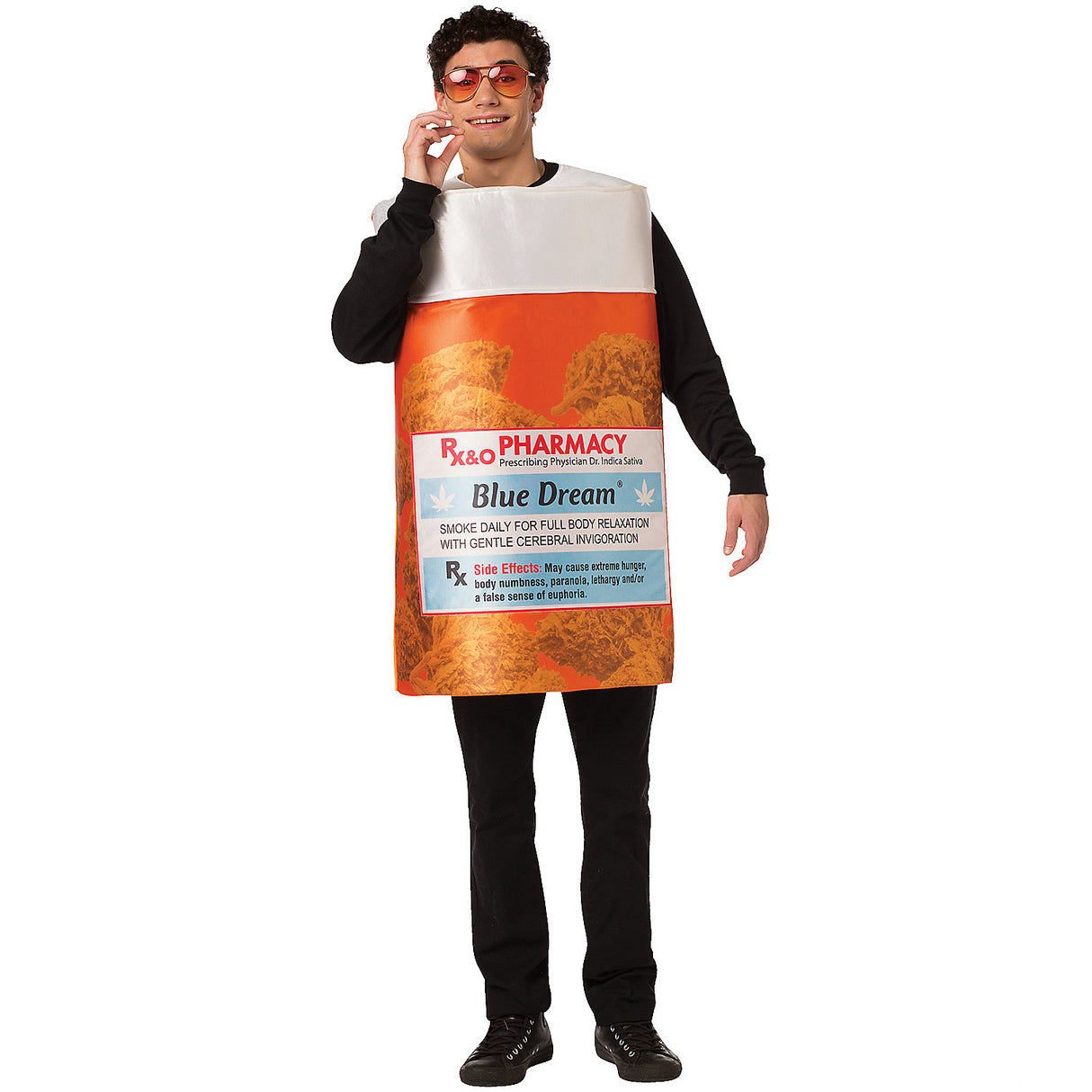 Funny Rx Bottle Blue Dream Adult Costume for Halloween Parties and Creative Dress Up Events