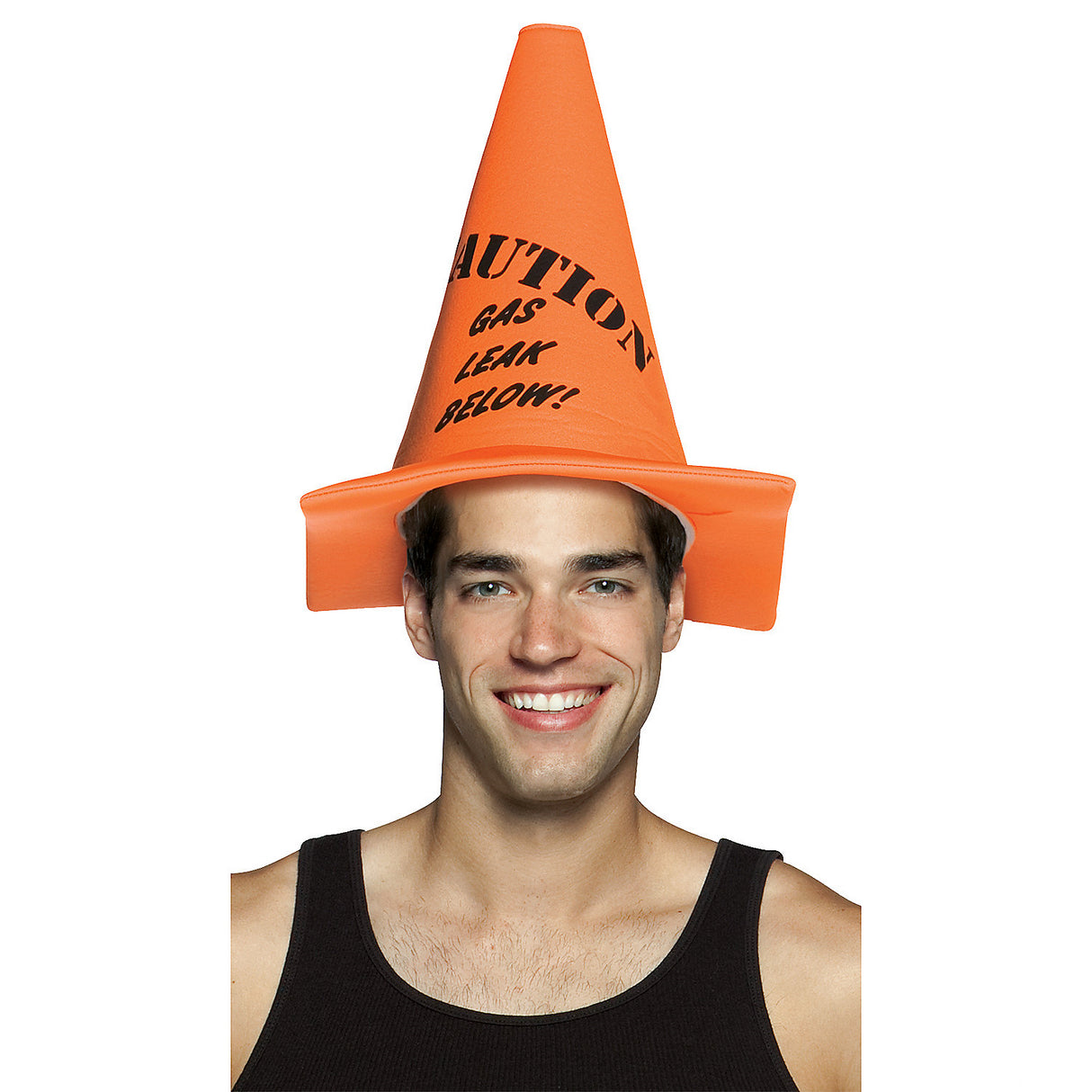 Funny Gas Leak Below Safety Cone Hat for Themed Parties and Fun Events