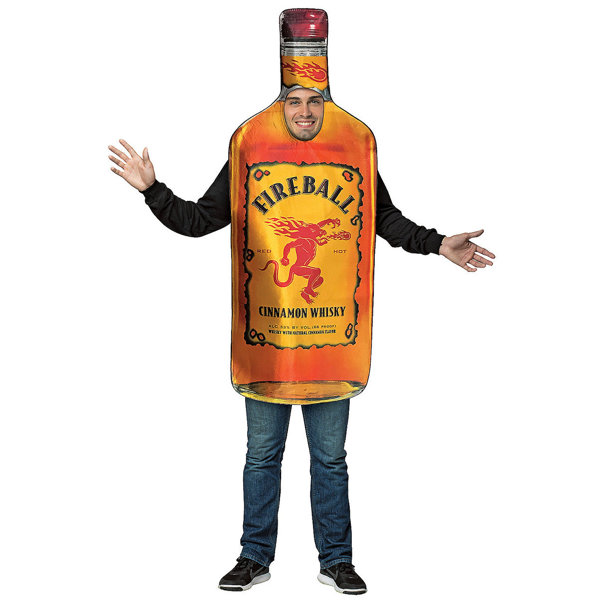 Fireball Get Real Bottle Costume for Halloween Parties Group Fun and Costume Events