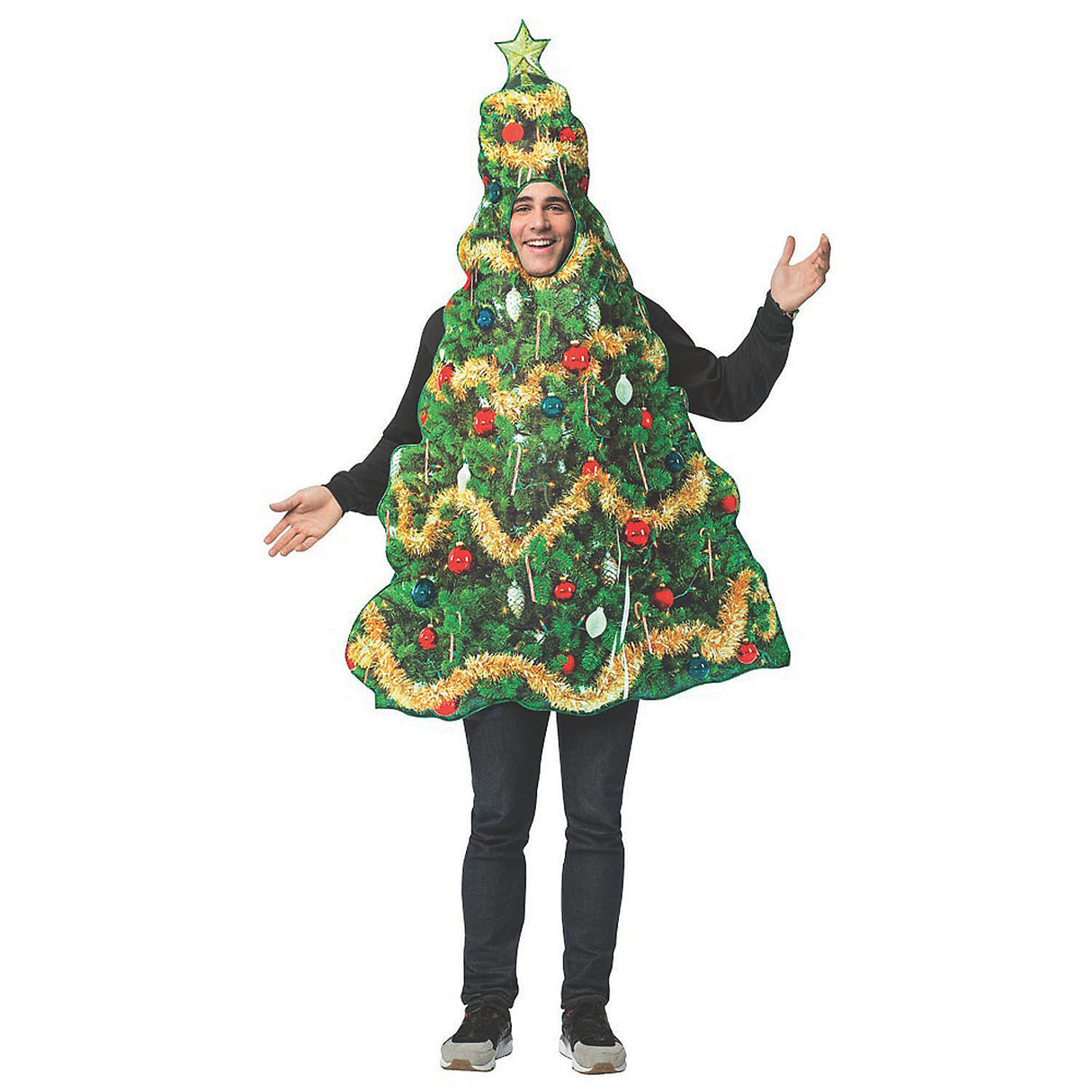 Charming Get Real Christmas Tree Costume for Yuletide Events and Funny Halloween Celebrations