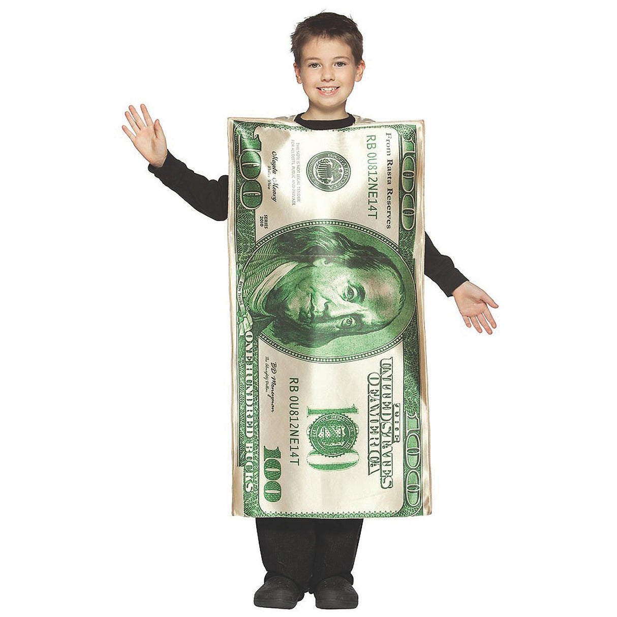 Creative Unisex Hundred Dollar Bill Costume for Kids Halloween Parties and Costume Events