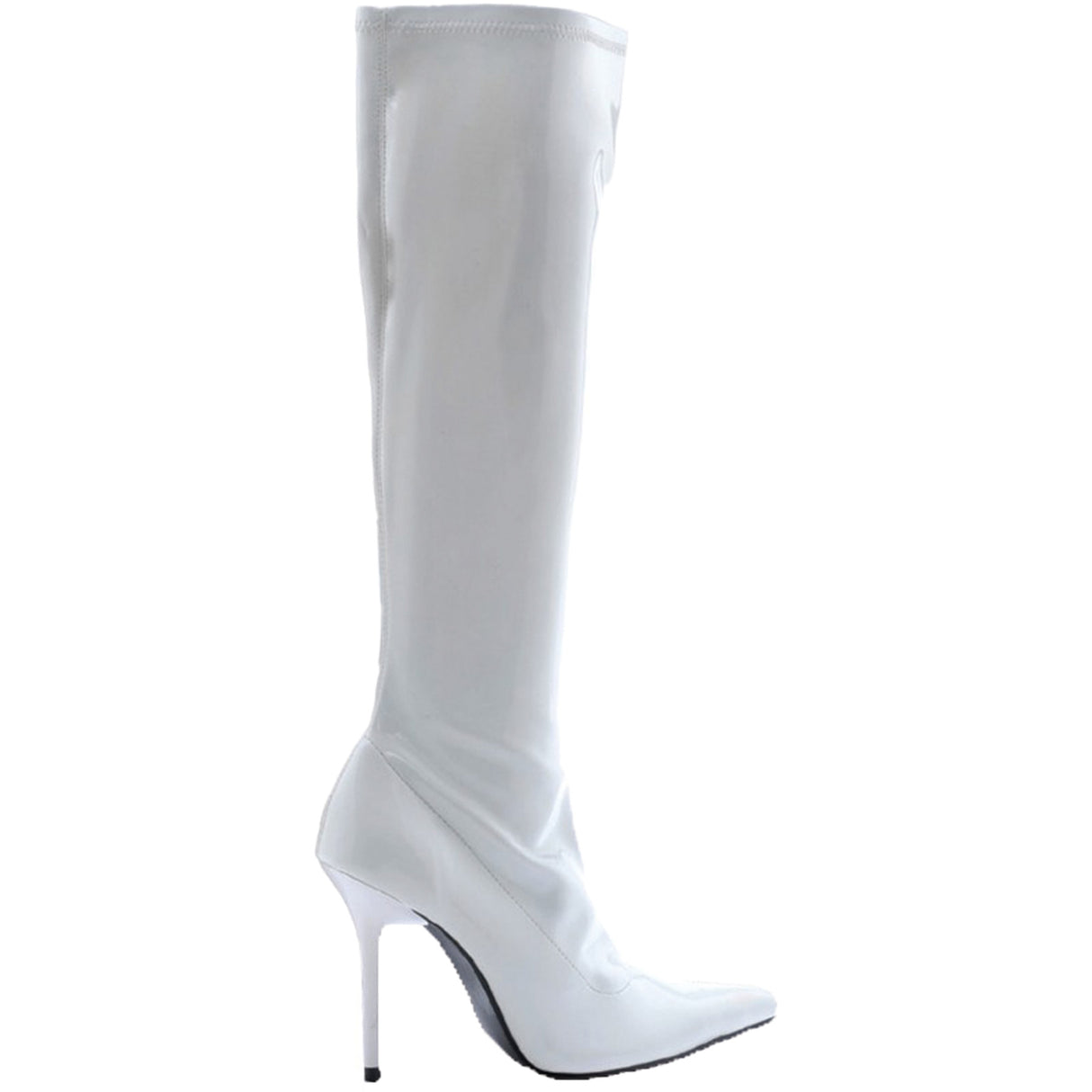 Stylish Emma Knee Length White Boots for 1980s Costume Parties and Stylish Events