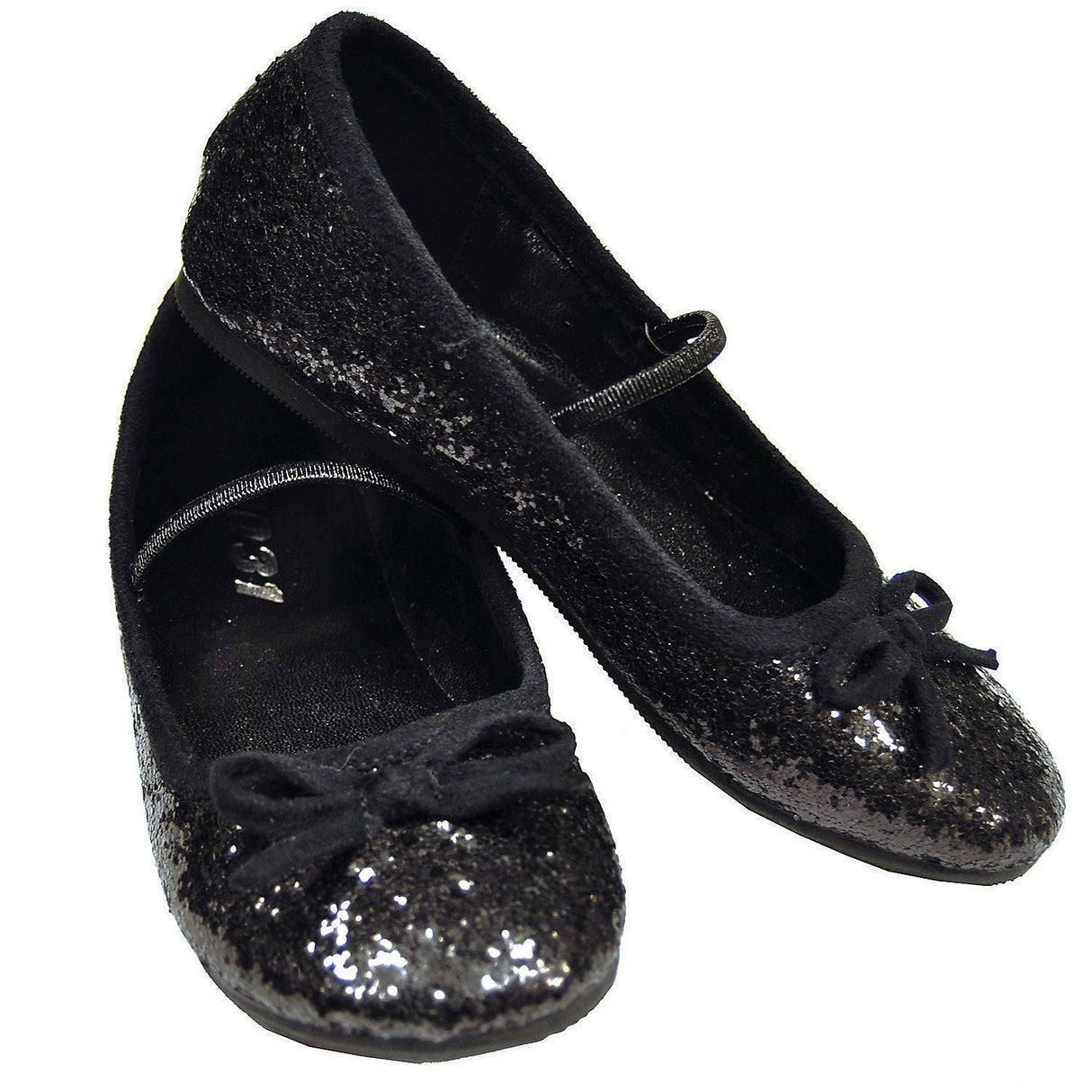 Child Black Glitter Ballet Shoes for Dance Class Halloween Costumes and Playtime Adventures