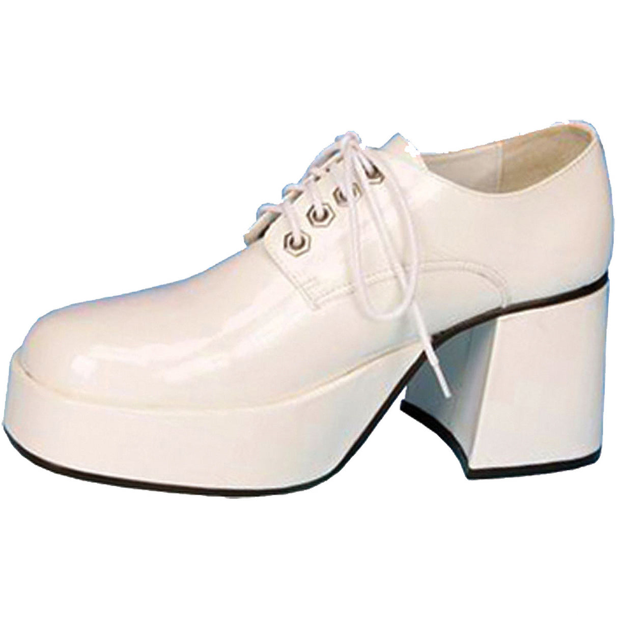 Stylish White Patent Men Platform Shoes for Costumes Dance Events and Halloween Celebrations