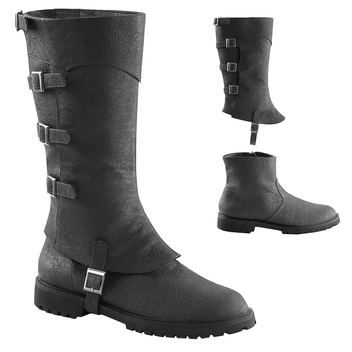 Gotham 105 Black Knee High Cuffed Boots for Halloween Steampunk Cosplay Events and Renaissance Themes