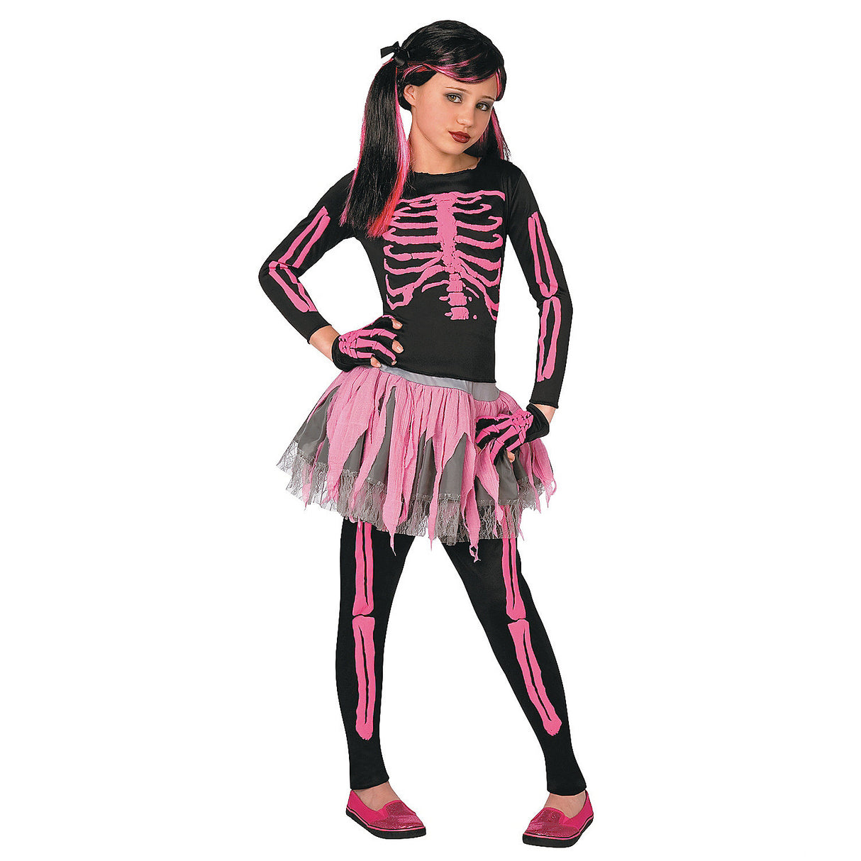Cute Girl's Skeleton Costume for Halloween Trick or Treating and Spooky Celebrations