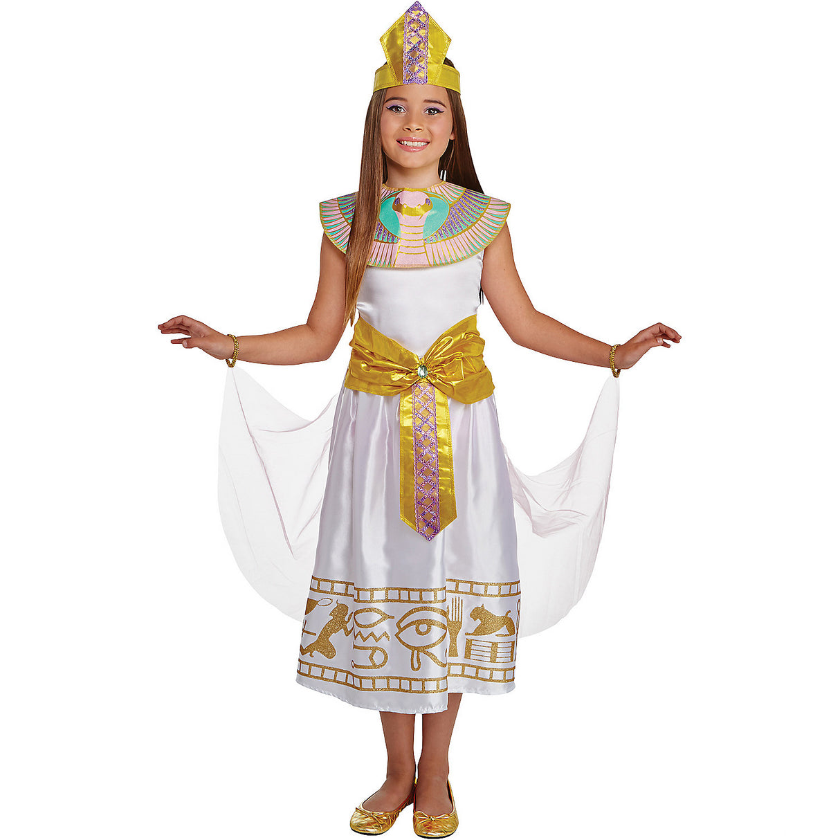 Colorful Cleopatra Child Costume for Halloween Parties School Events and Creative Dress-Up