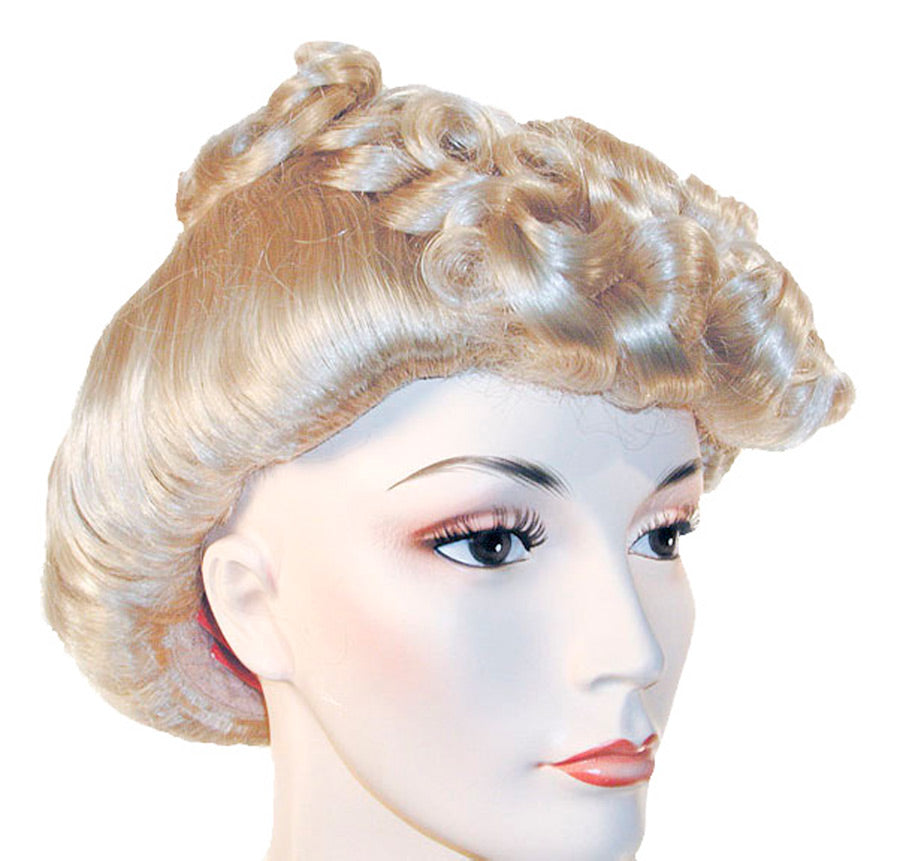 Classic Pompadour 1940 Brown Wig for Vintage Themed Parties and Retro Costume Events