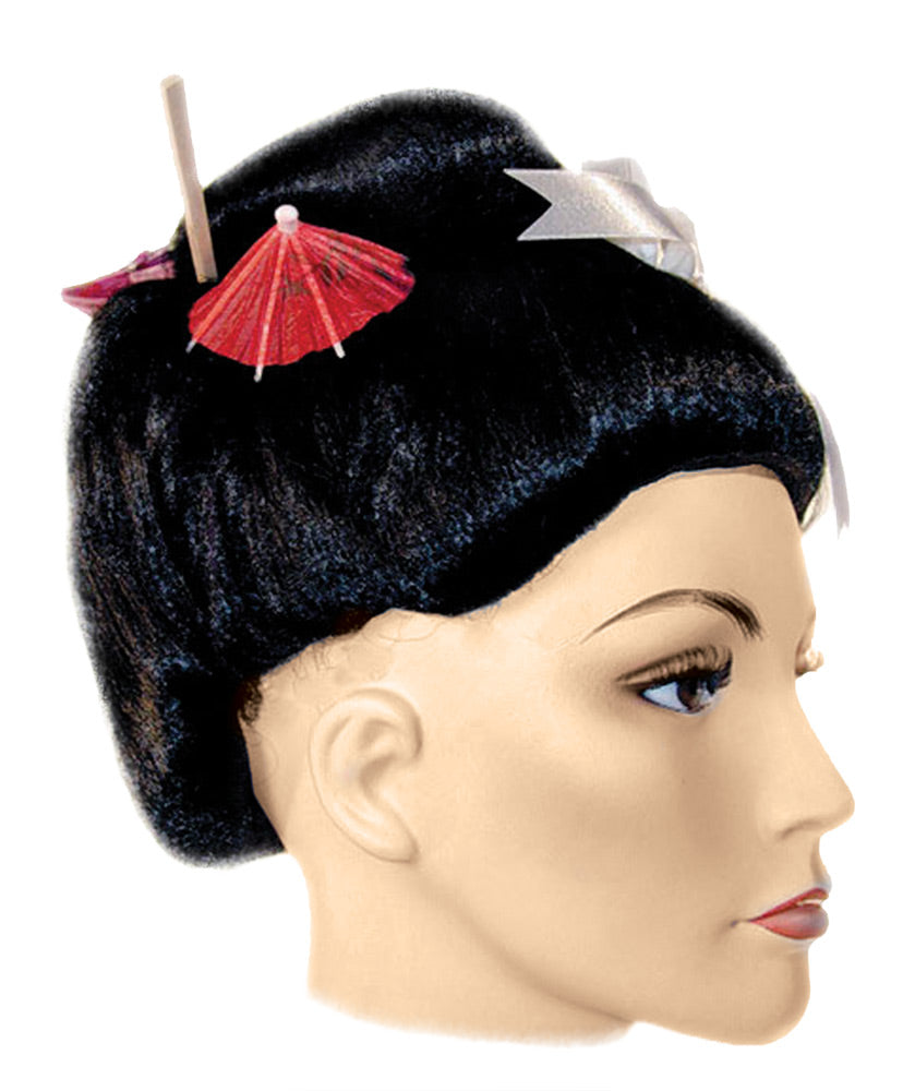 Elegant Geisha Fancy Bargain Black Wig for Asian Themed Costumes and Cultural Events